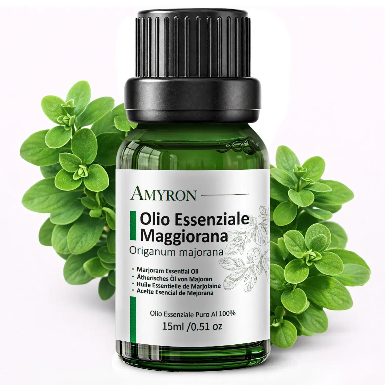 Olio essenziale Maggiorana AMYRON 15 ml puro e naturale con foglie di maggiorana