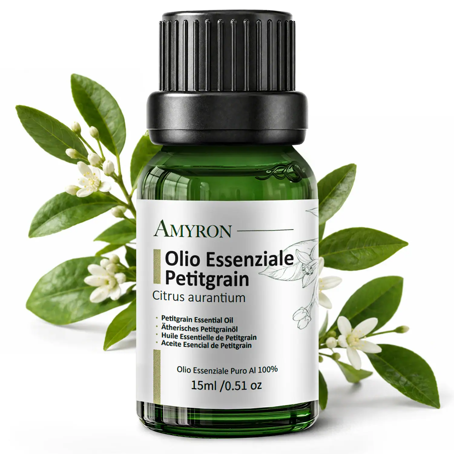 Olio essenziale di Petitgrain puro 100% AMYRON 15 ml
