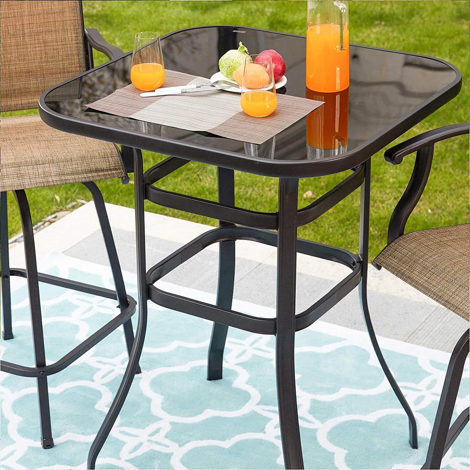 GLASS BAR HEIGHT PATIO TABLE