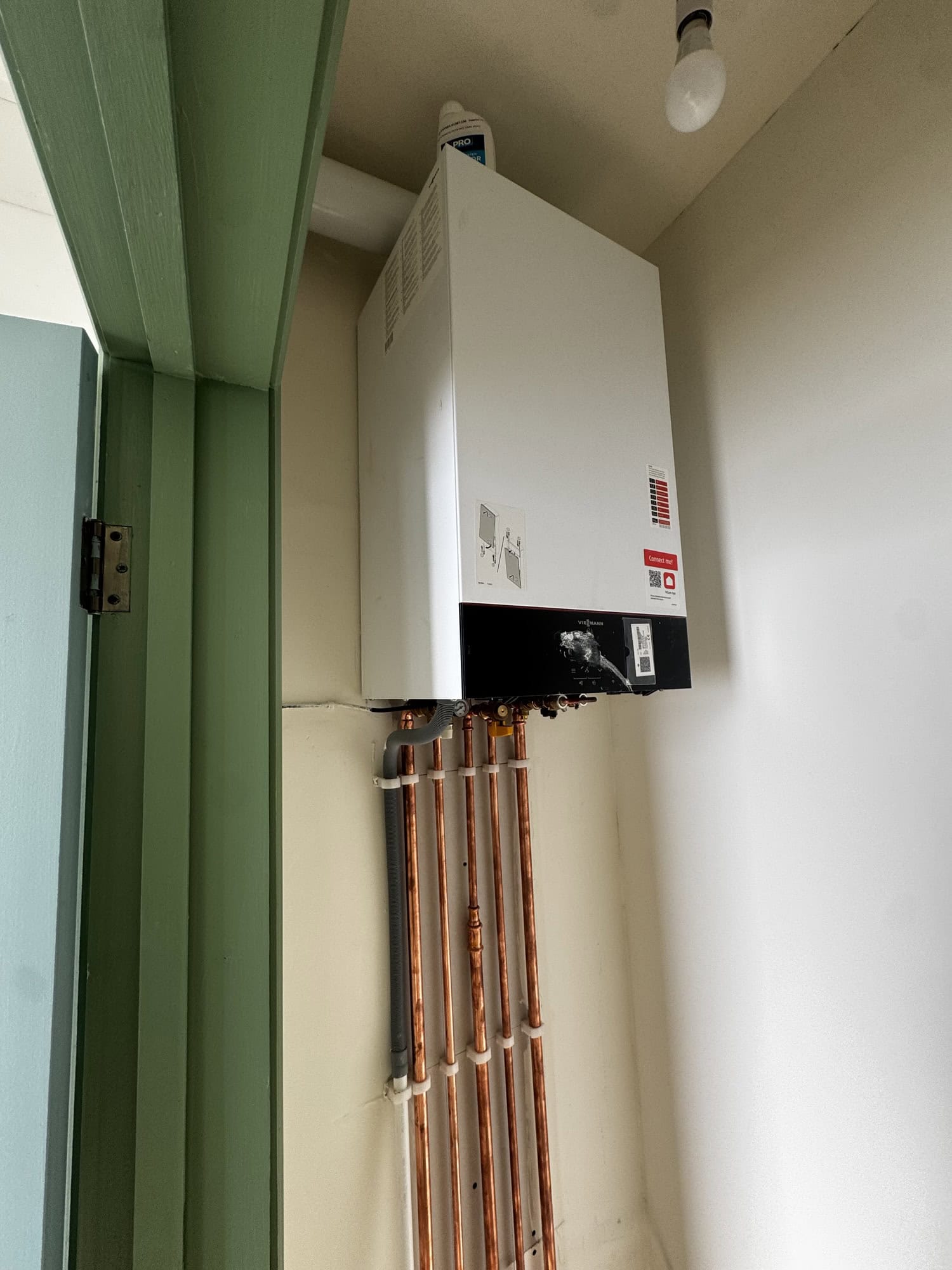 Viessmann 100 gas boiler installed with copper pipework - new boiler installation.