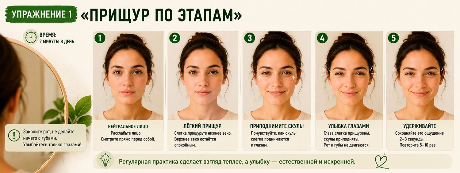 "Прищур по этапам" - формируем естественную улыбку