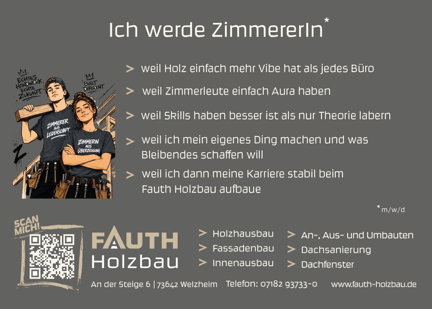 Ausbildungsanzeige von Fauth Holzbau: Ich werde ZimmererIn