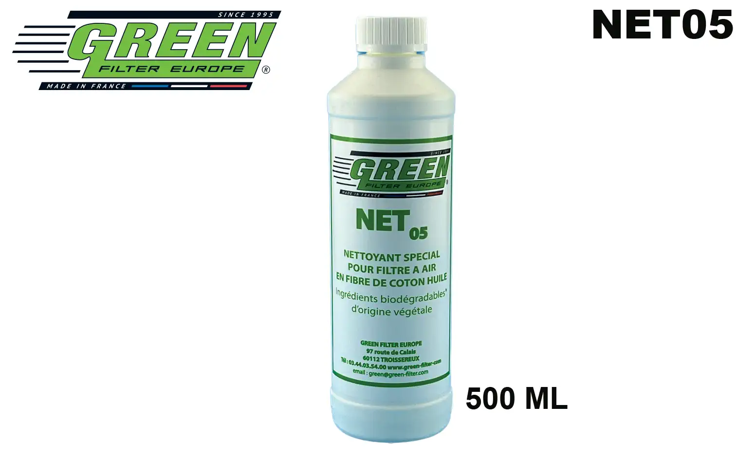Nettoyant spécial pour les filtres à air en fibre de coton huilé 0,5 L ref NET05
