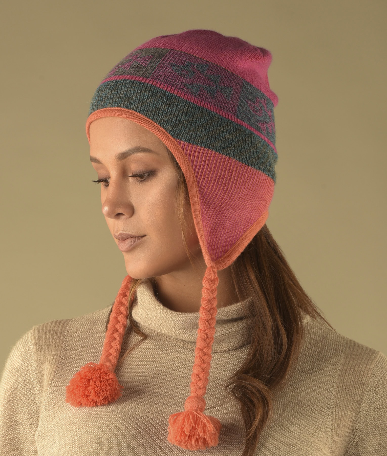 Bonnet Sol Alpaca Orange en baby alpaga