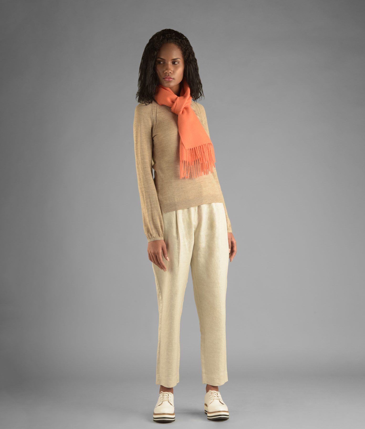 Echarpe Sol Alpaca orange en baby alpaga