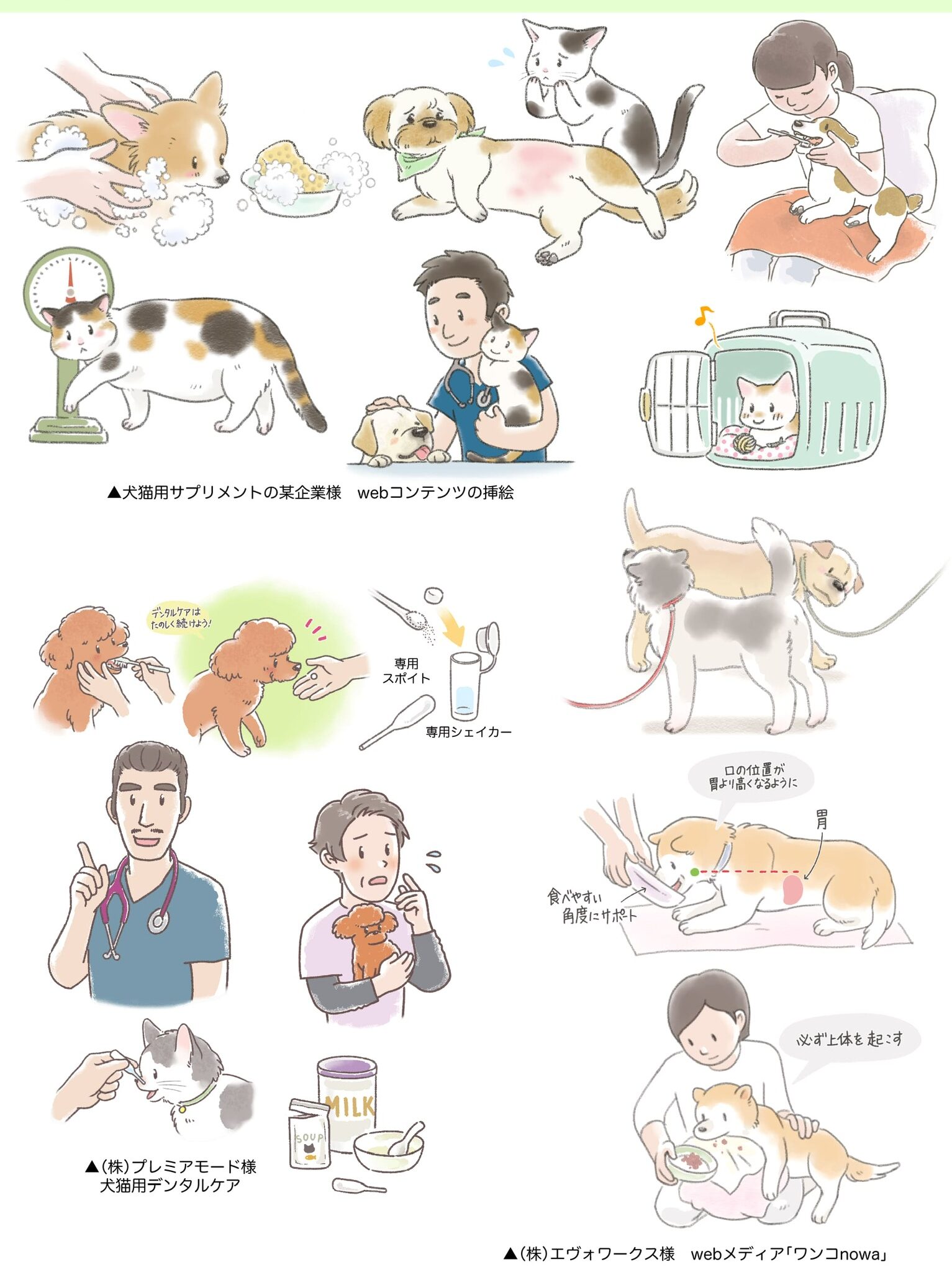 動物病院、獣医師やぺットのイラスト