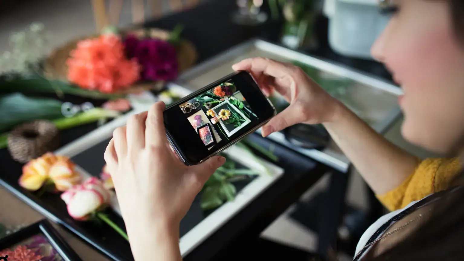 photographer taking pictures of flowers