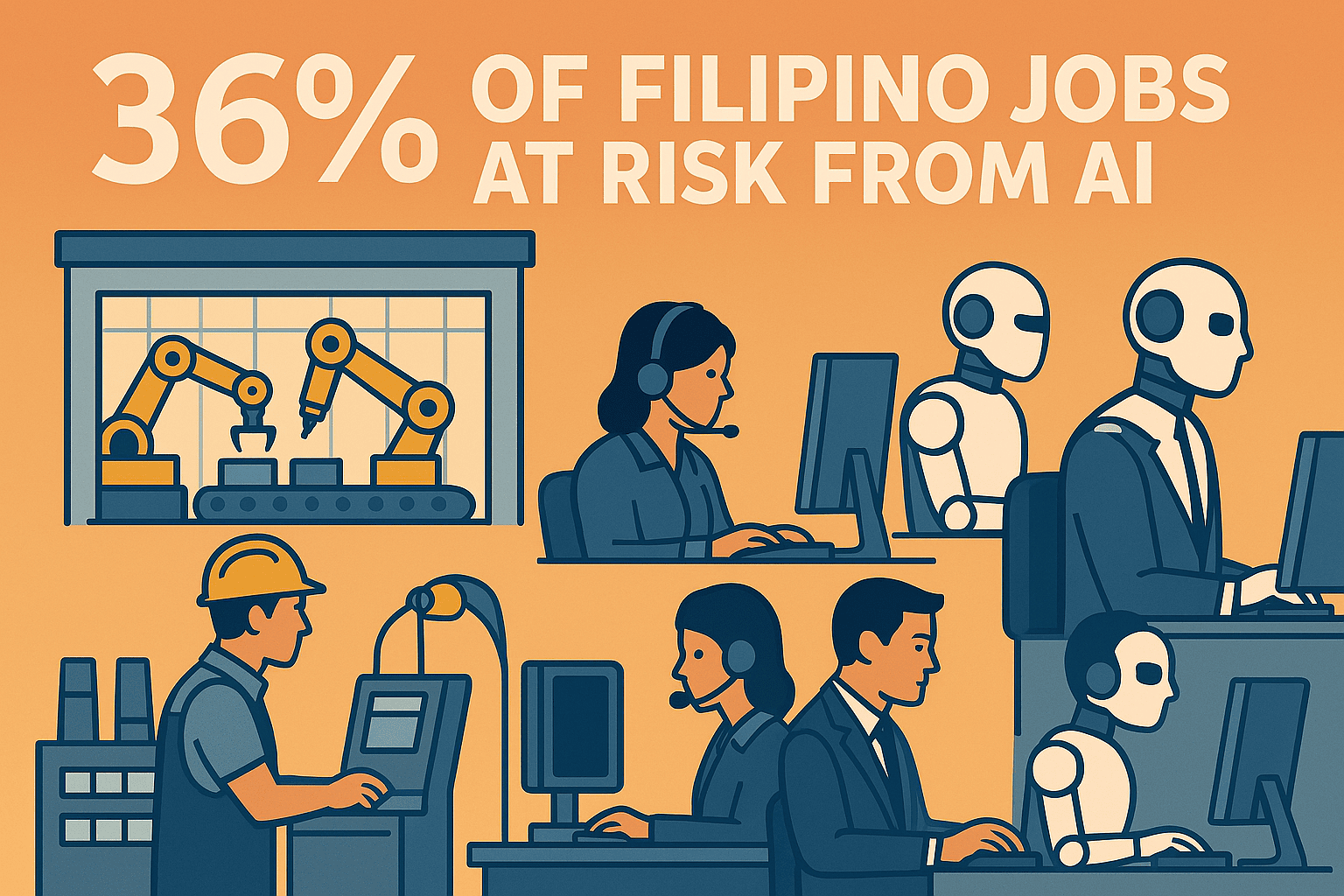 image2 Infographic showing 36% of Filipino jobs at risk from AI with industries transitioning to automation