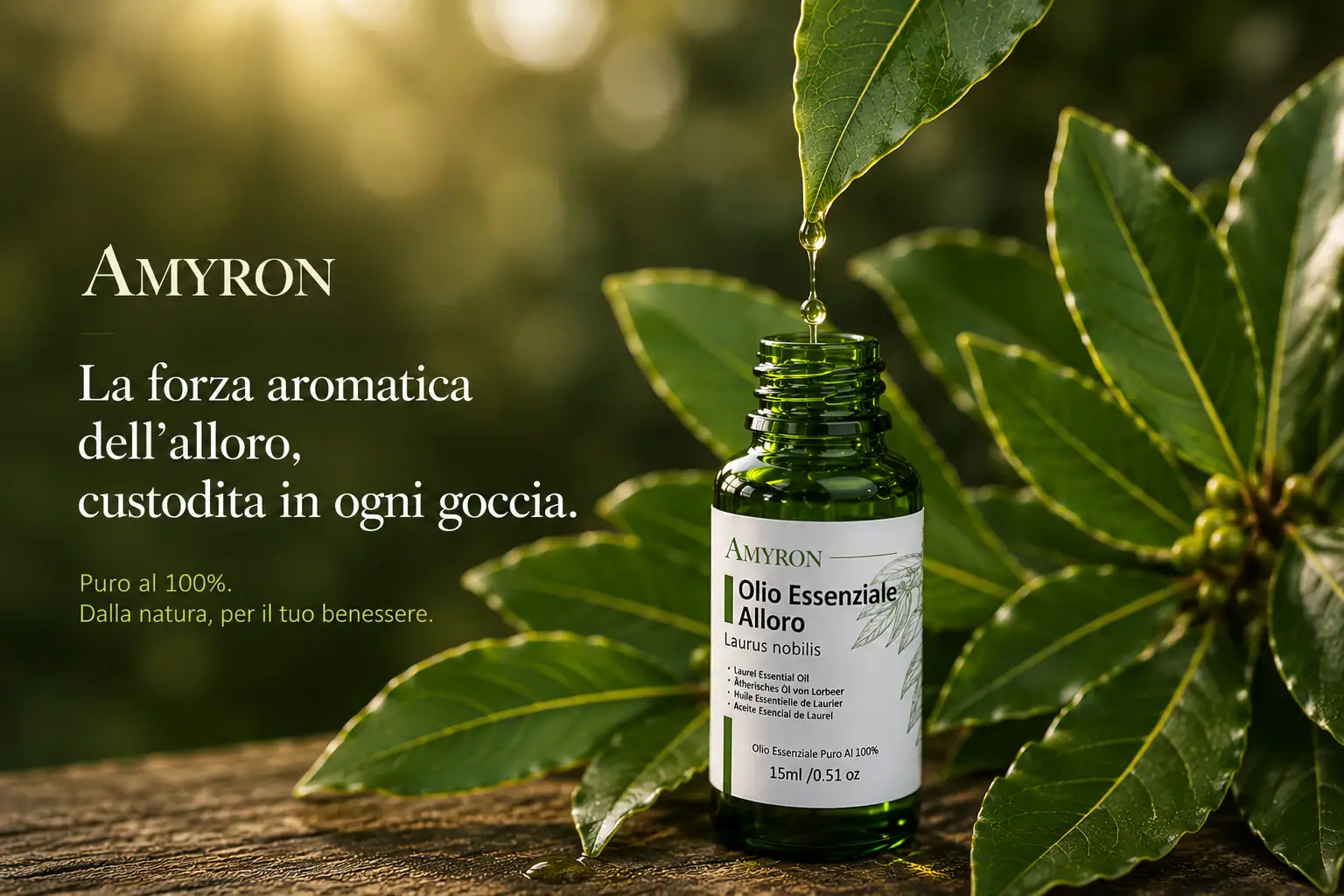 Gocce di olio essenziale di alloro puro AMYRON