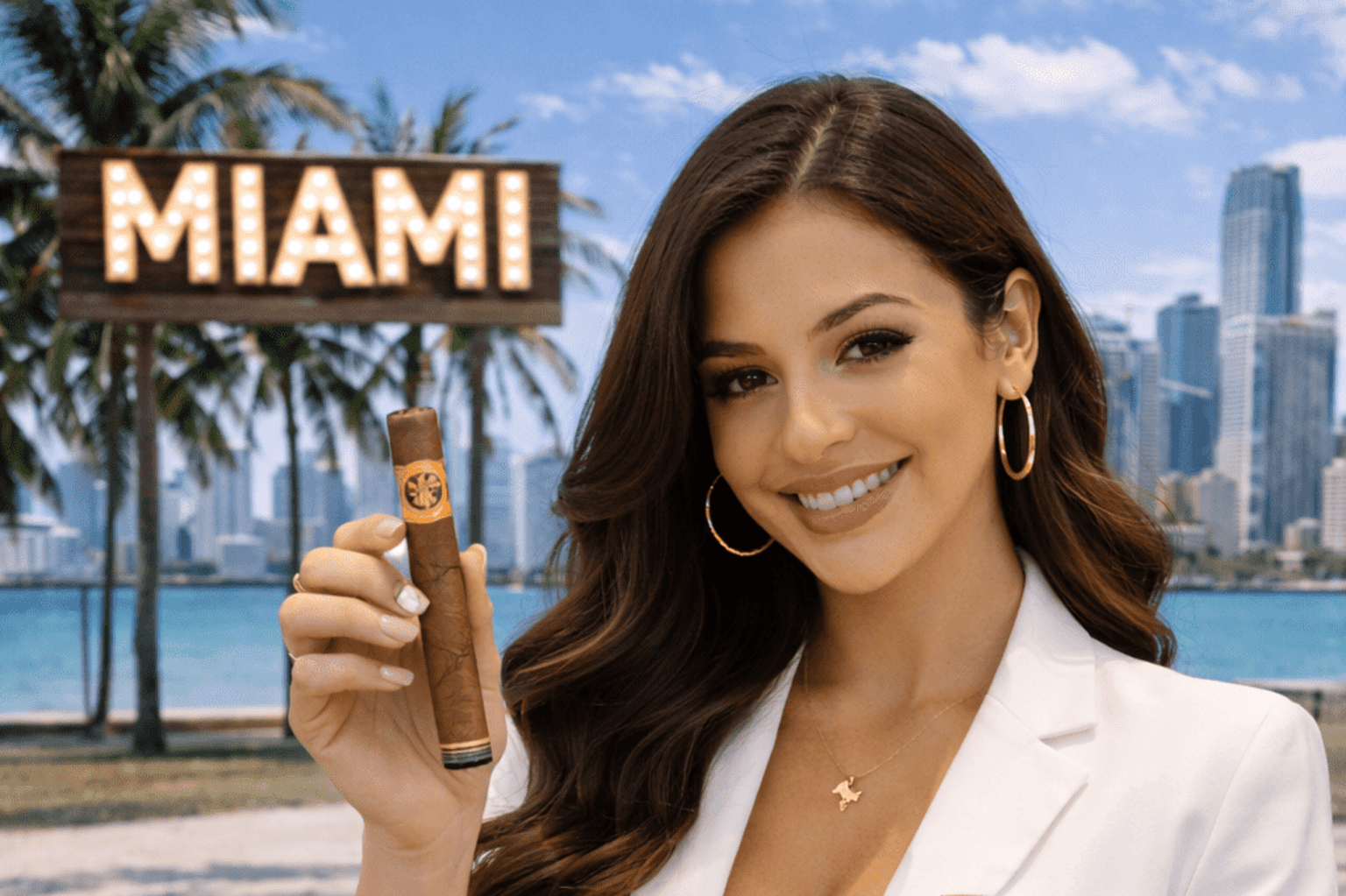 Cigar rollers Miami luxury event station with custom cigar bands, premium cigars, and live cigar rolling