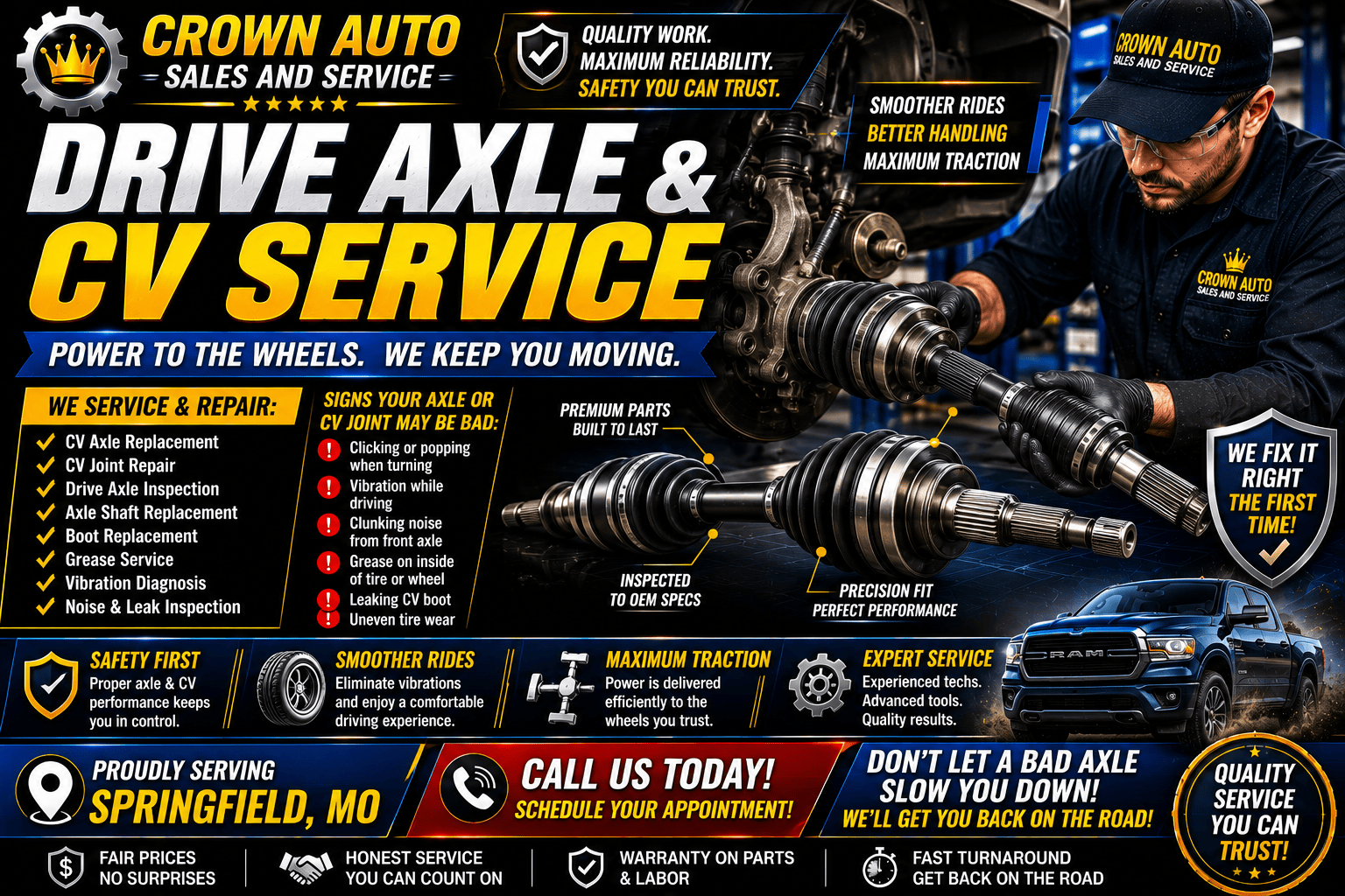 Drive Axle Repair in Springfield MO- Crown Auto