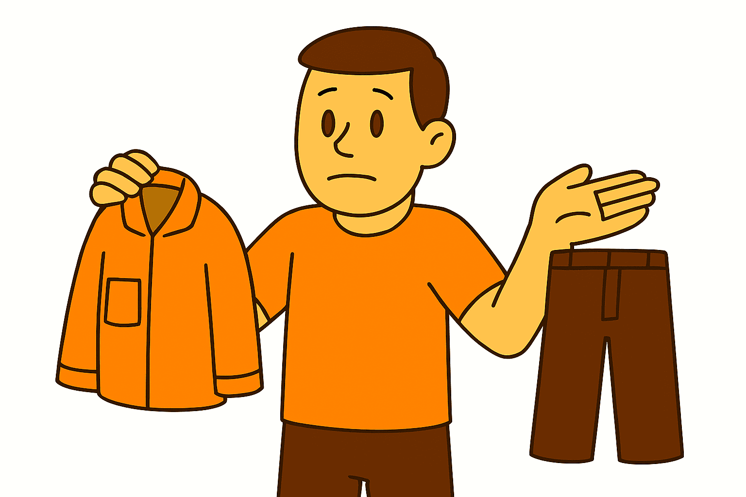 Illustration der Redewendung "Jacke wie Hose sein"