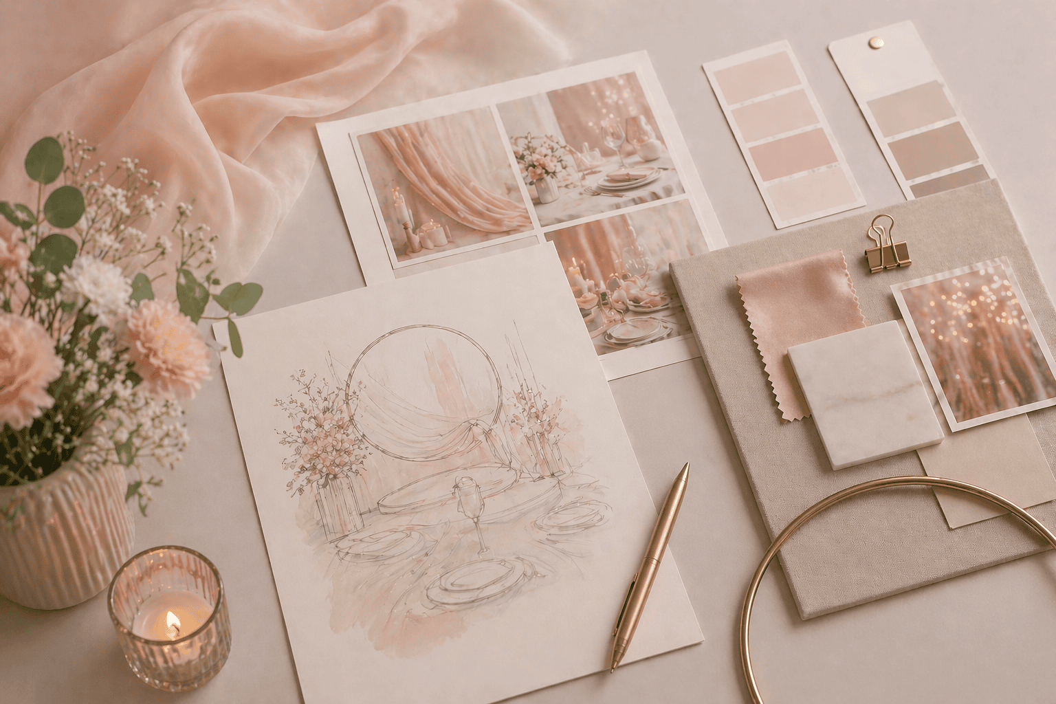 Minimalist luxury wedding decor setup with elegant styling details