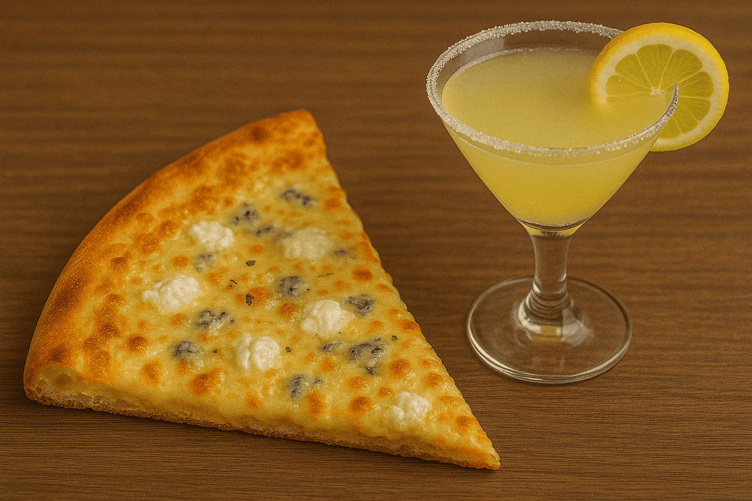 Four Cheese Pizza + Lemon Drop Martini