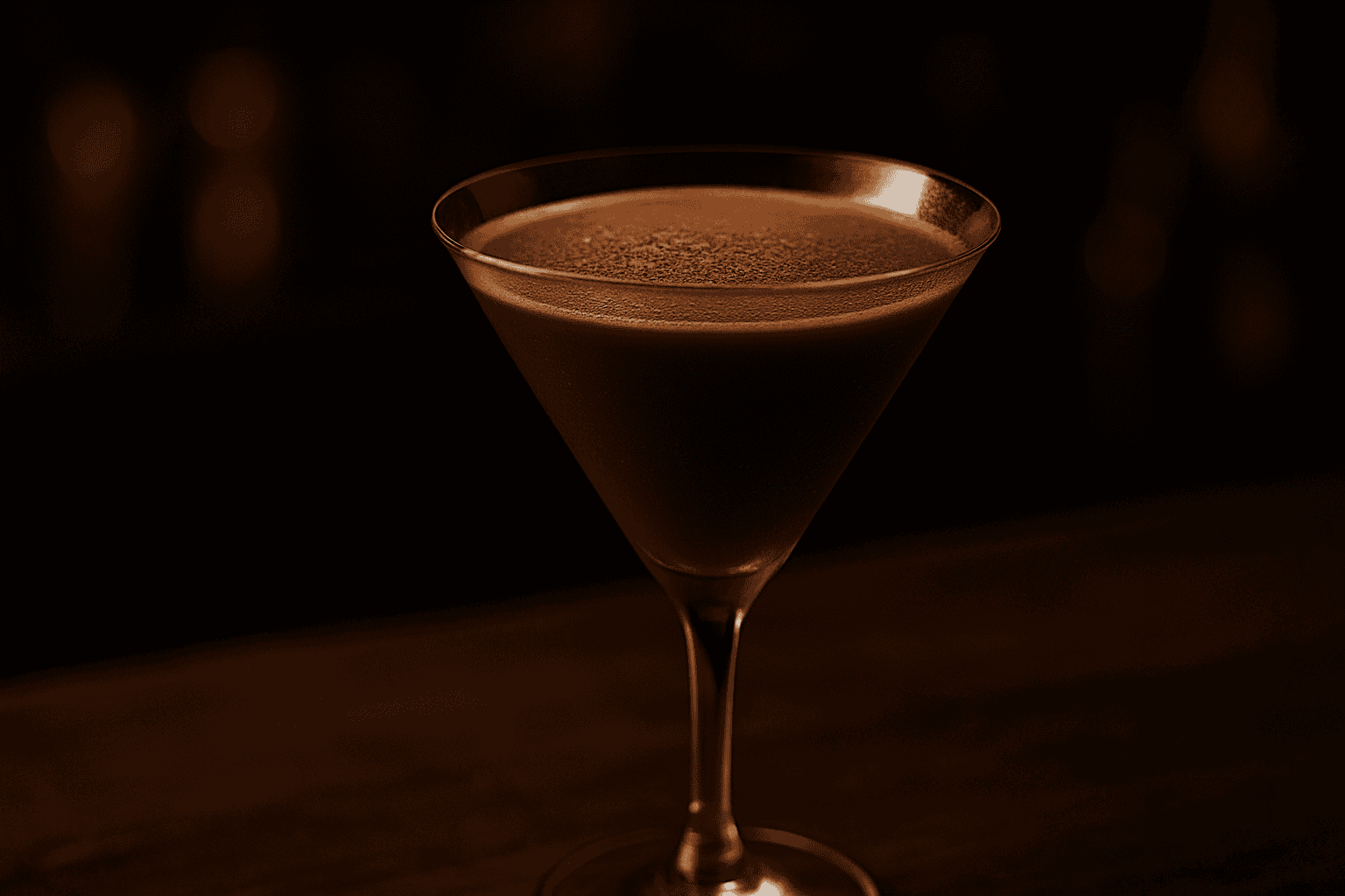 Chocolate vodka martini with cocoa dust, holiday cocktail