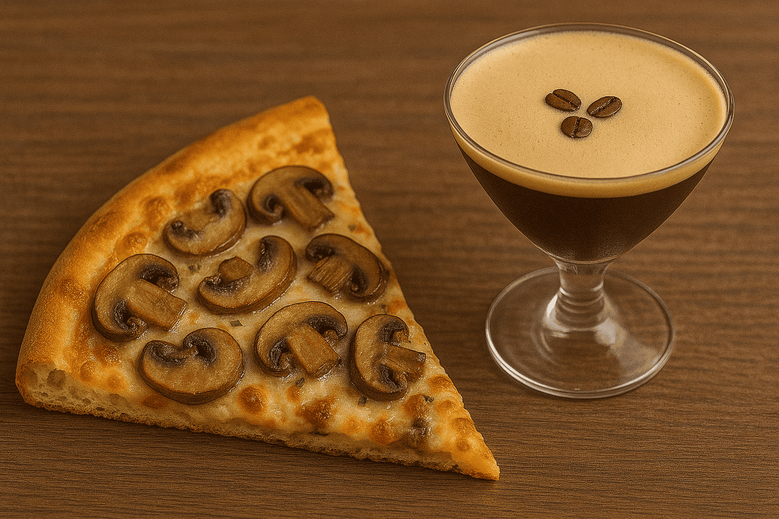 Mushroom Pizza + Espresso Martini