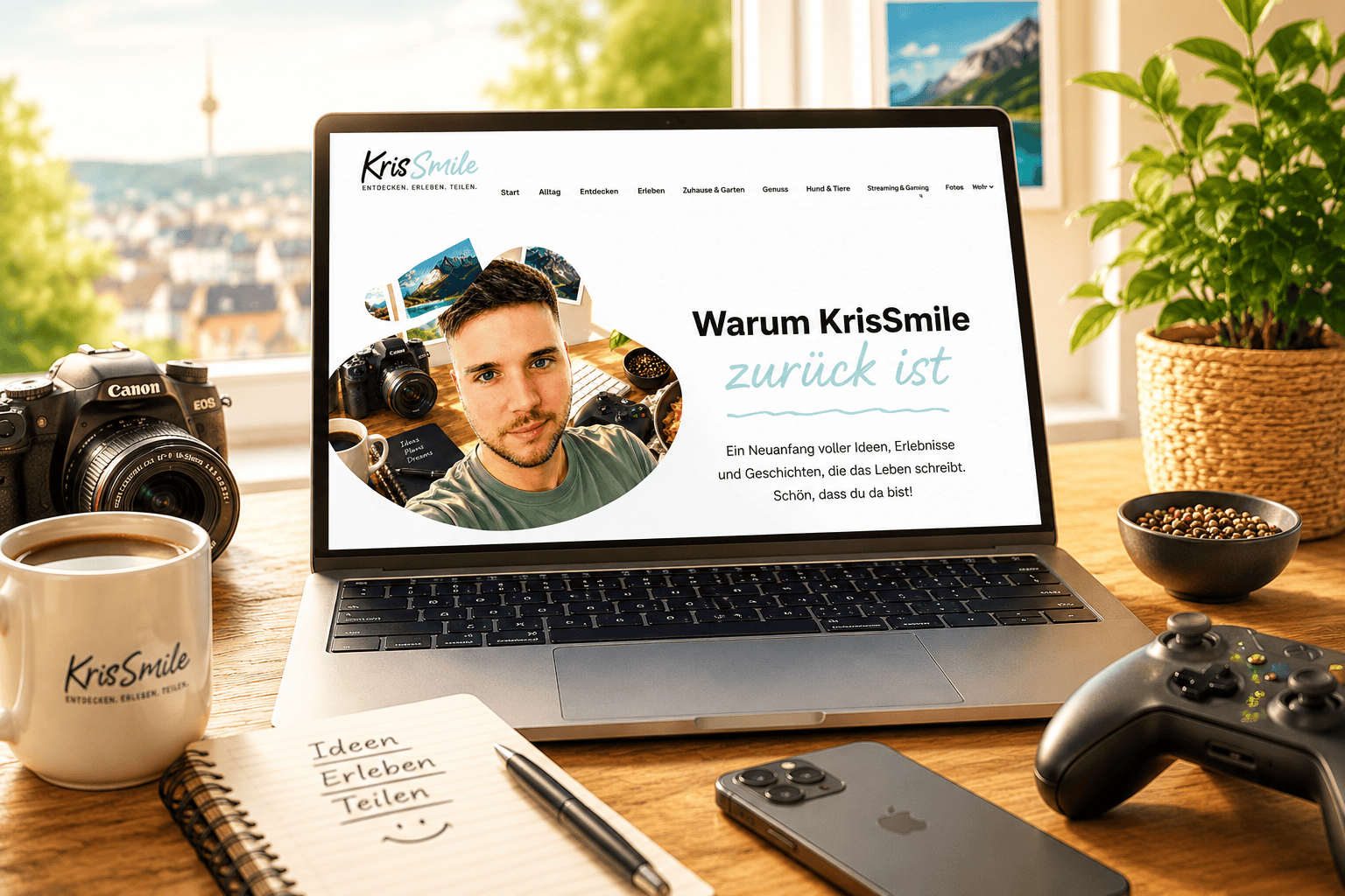 Ankündigungsgrafik zum Neustart des KrisSmile-Blogs von Chris.