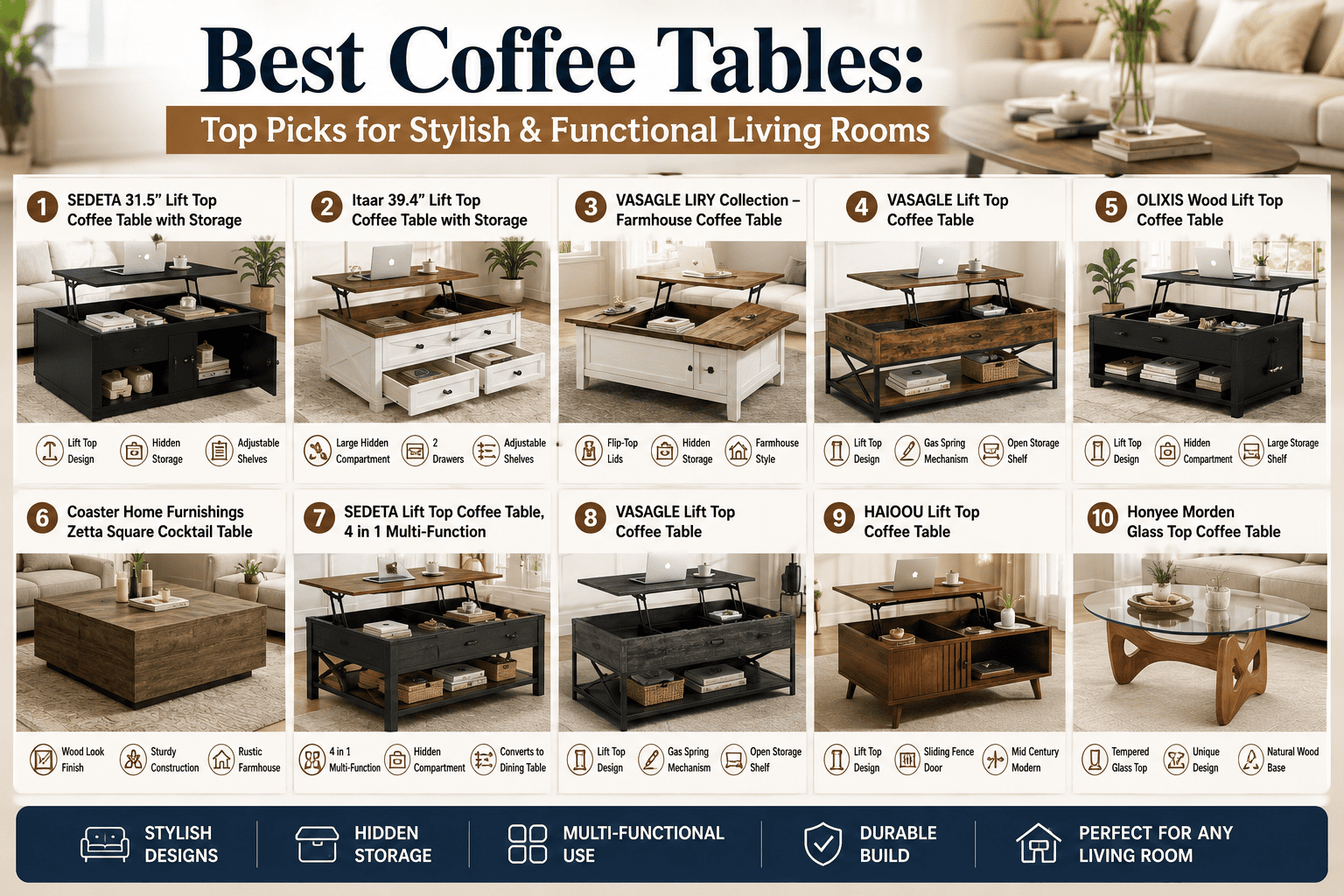 Best Coffee Tables: Top Picks for Stylish & Functional Living Rooms