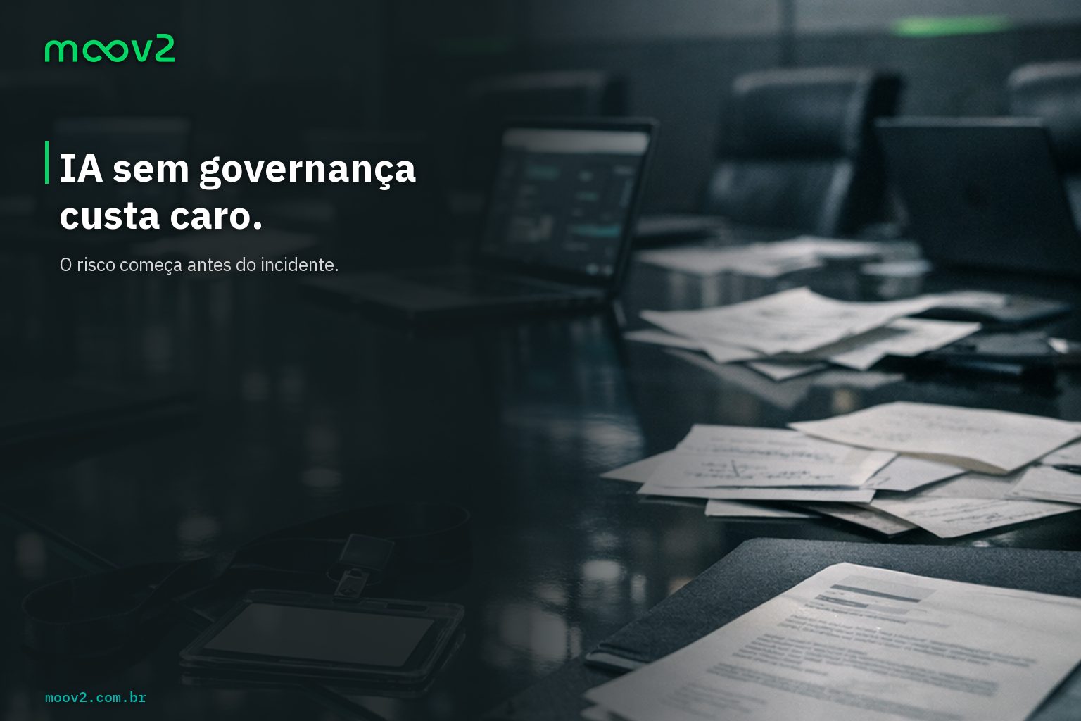 Os riscos de IA sem governança: CTO olhando dashboards e múltiplas ferramentas de IA espalhadas pela operação