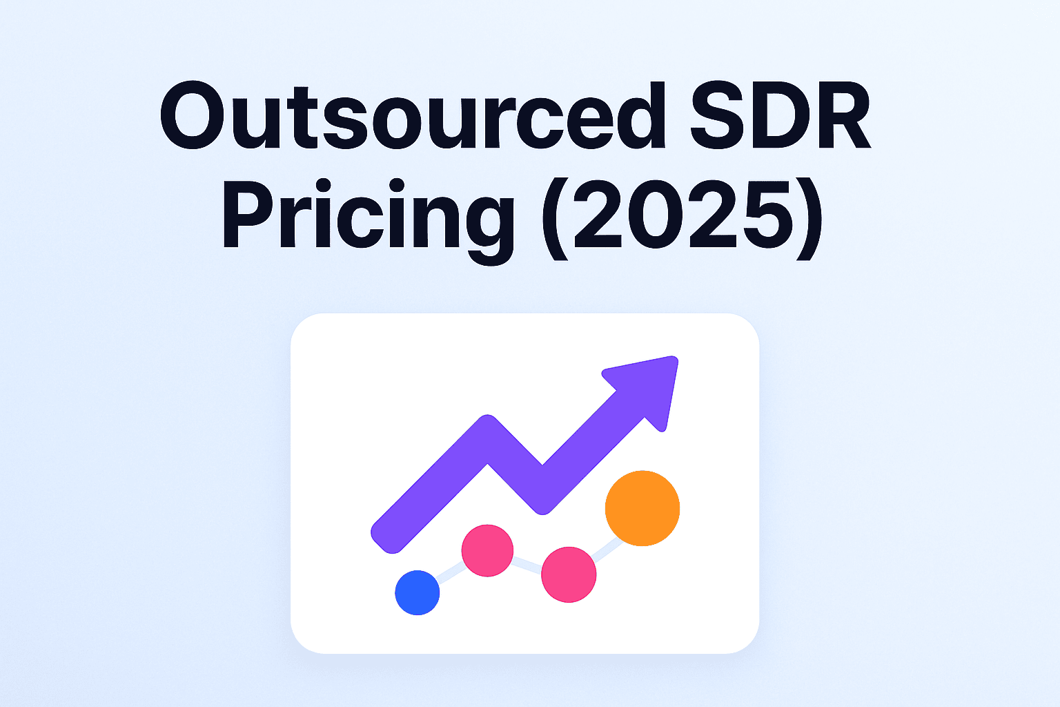 A modern 2D graphic illustrating SDR pricing comparisons, showing charts and icons representing email, LinkedIn, and phone outreach to visualize outsourced SDR cost ranges and ROI