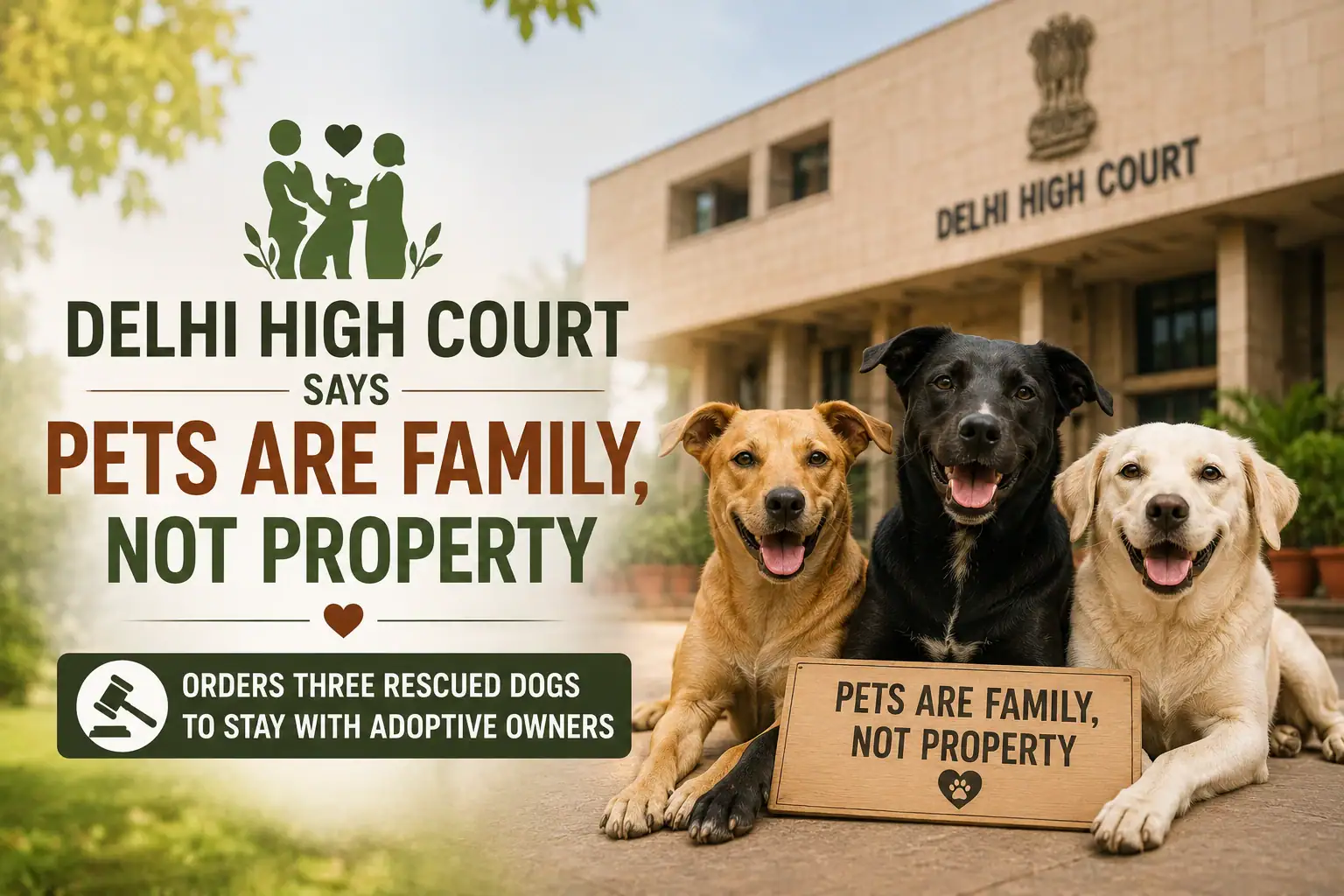 Delhi High Court Says Pets Are Family, Not Property, Orders Three Rescued Dogs to Stay With Adoptive Owners
