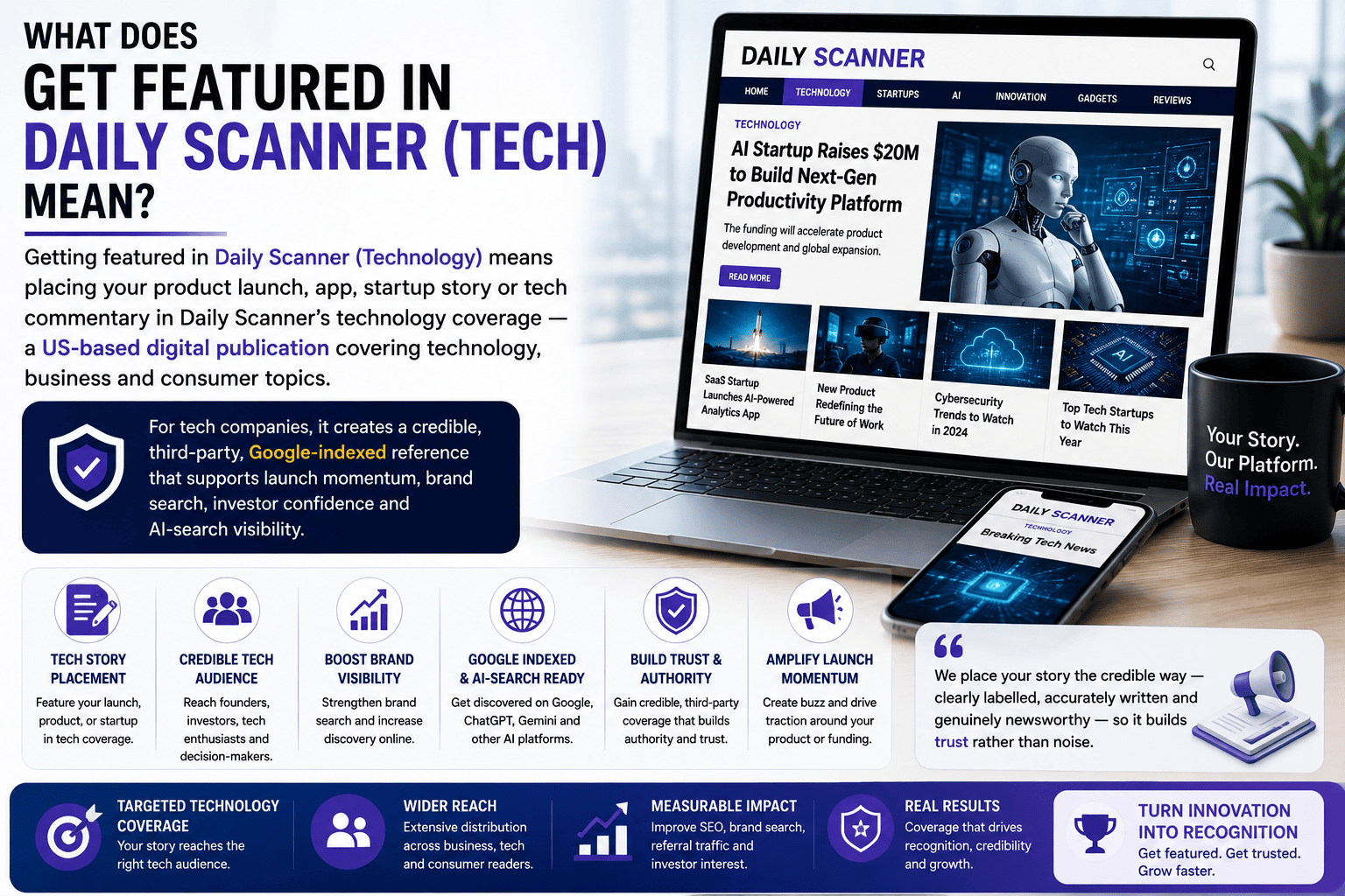 What does get featured in Daily Scanner Tech mean — infographic