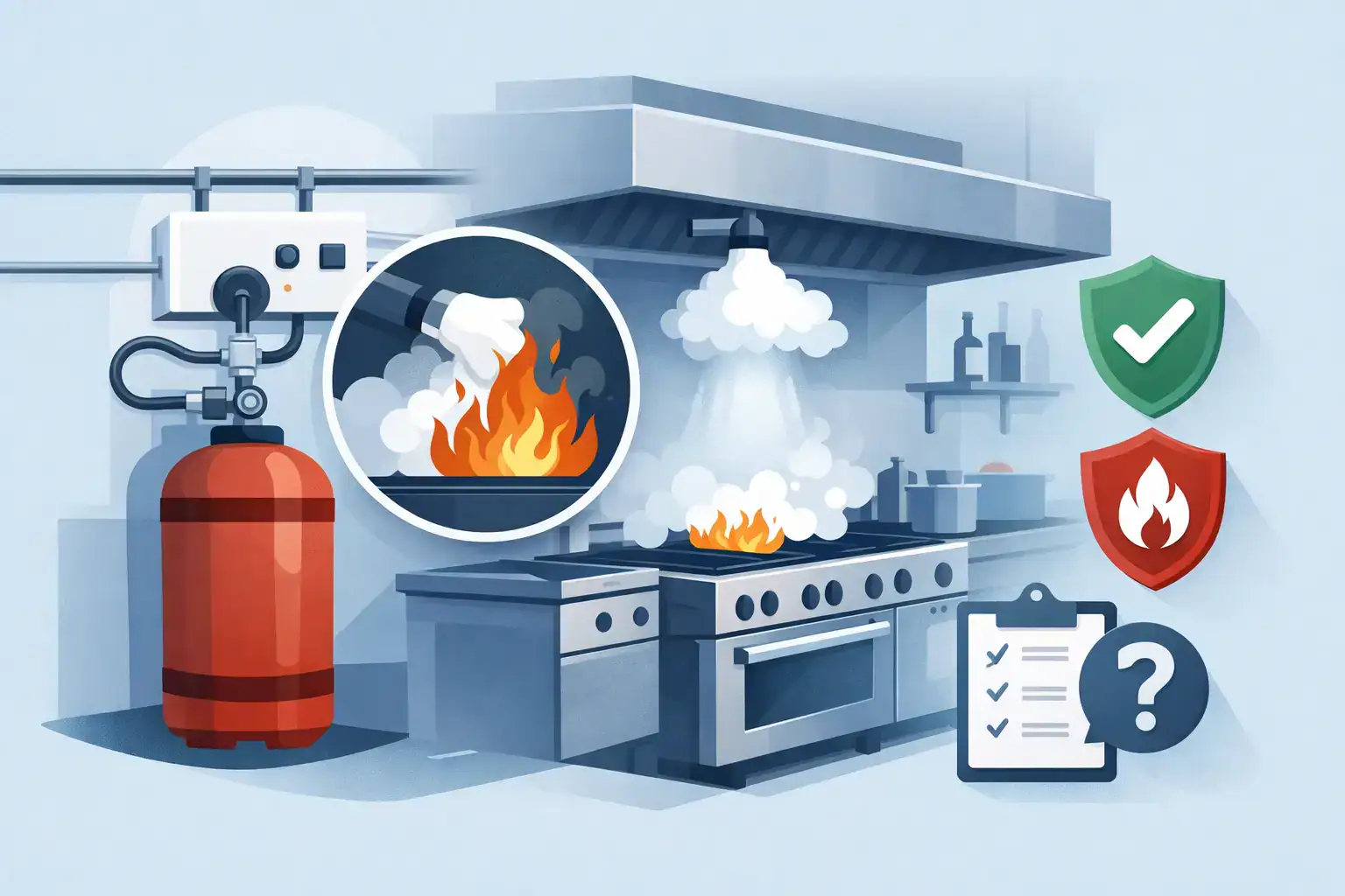 نظام اطفاء الغاز للمطابخ: متى يكون إلزامياً؟