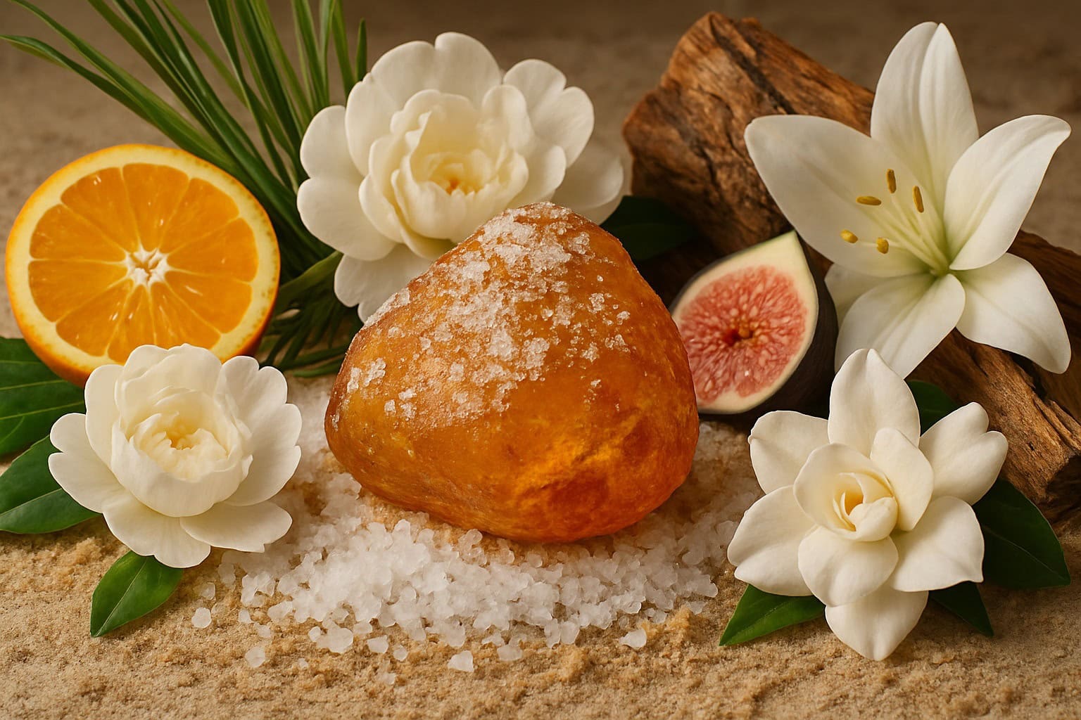 salted amber amidst fragrant botanicals