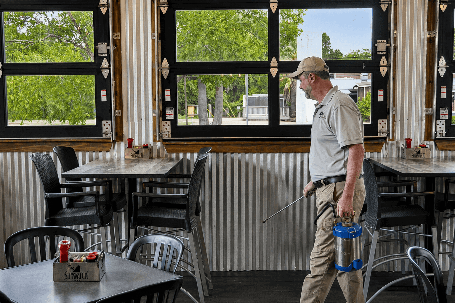 Scott Lingren conducting pest control fieldwork