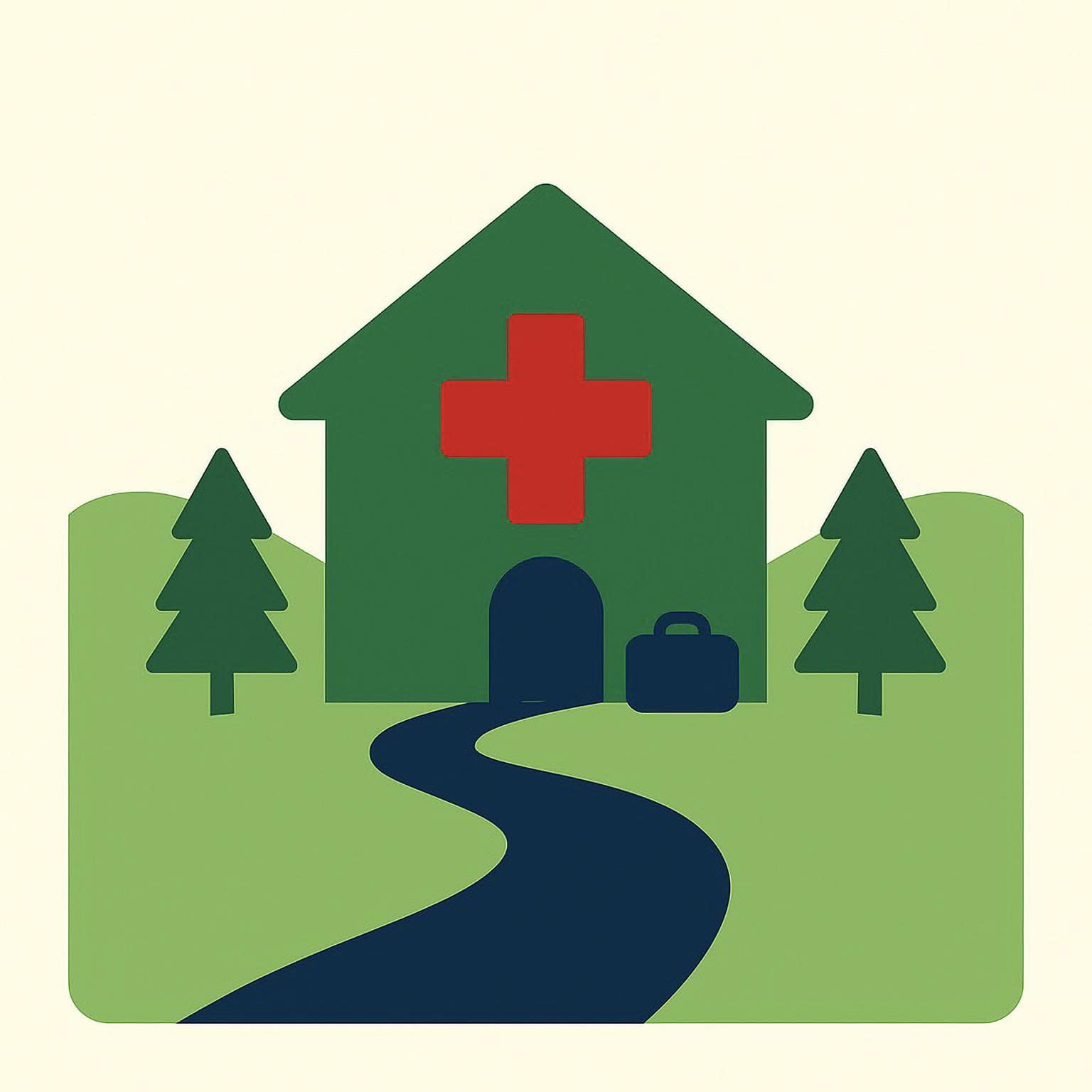 Icon depicting medical services from the comfort of home.