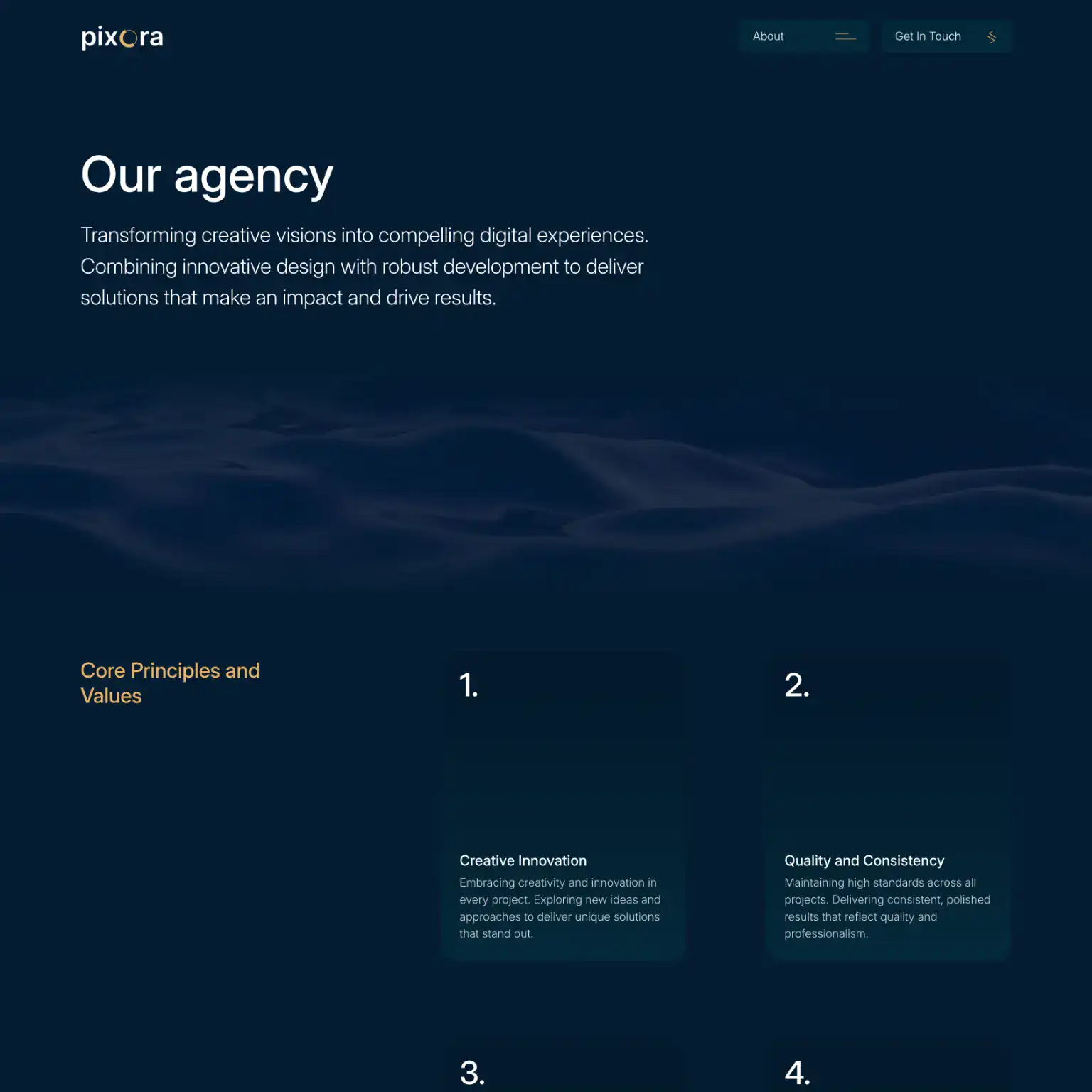 Pixora theme about page