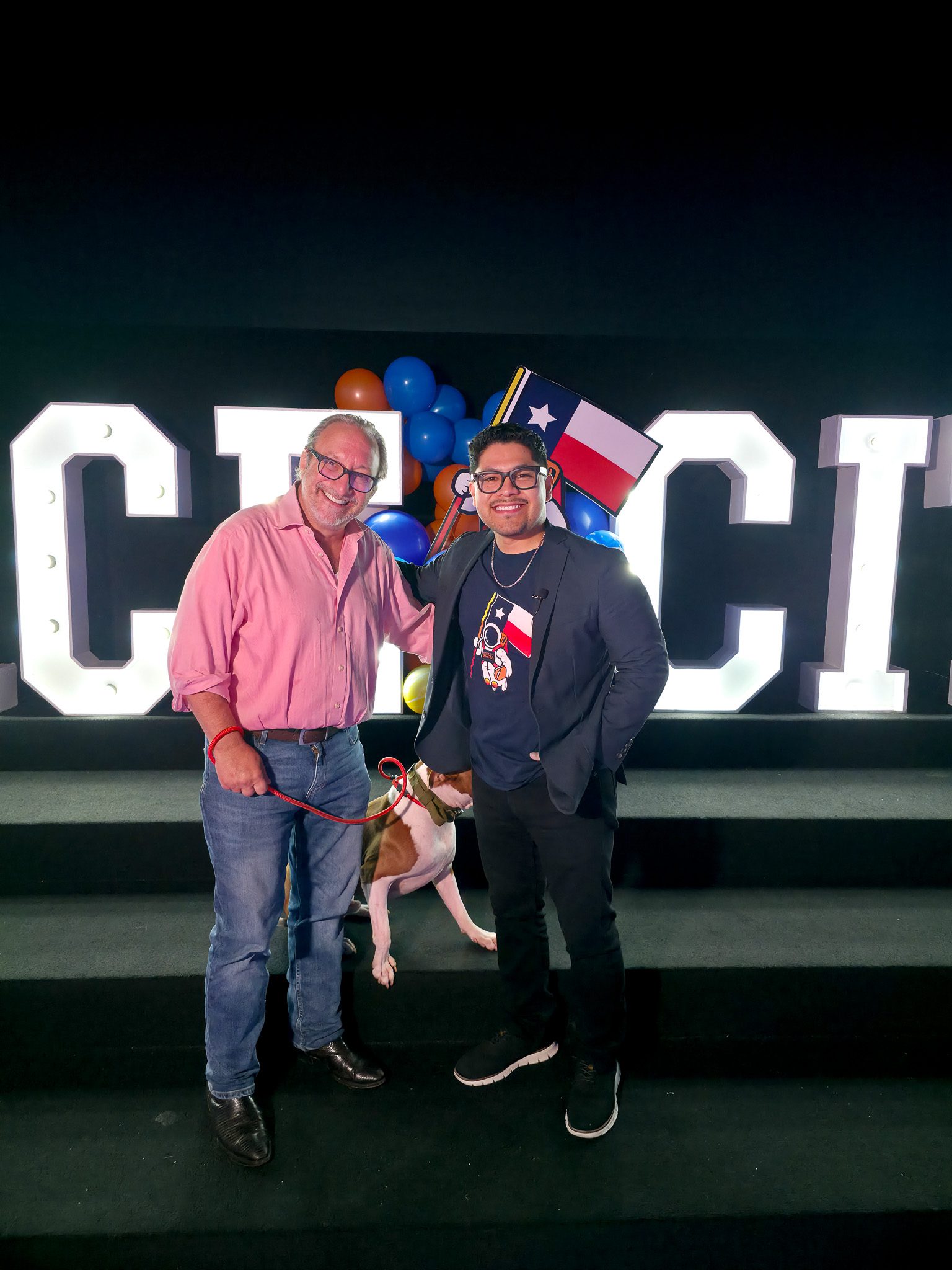 Adam H. Miller and McLovin at Space City Birria Tacos Lotería Night supporting Big Brothers Big Sisters of Houston