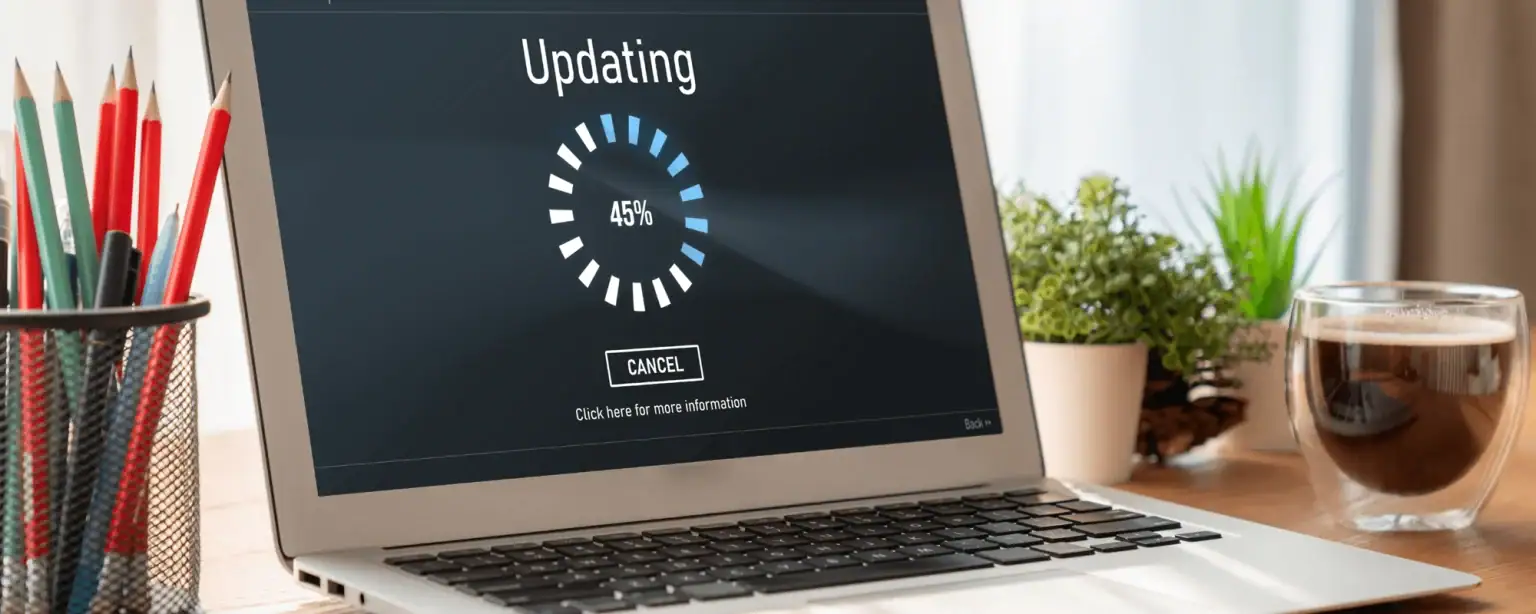 Laptop showing loading icon on screen