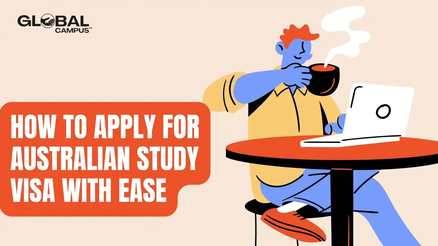 A boy sitting on a chair, working on a laptop, applying for Australian Study Visa.