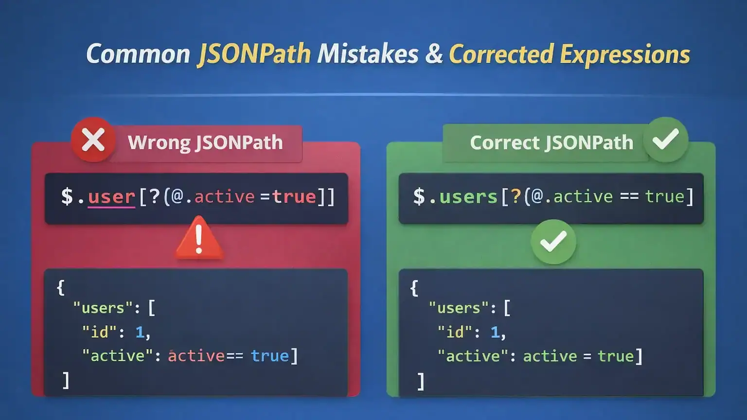 Common JSONPath mistakes and corrected expressions