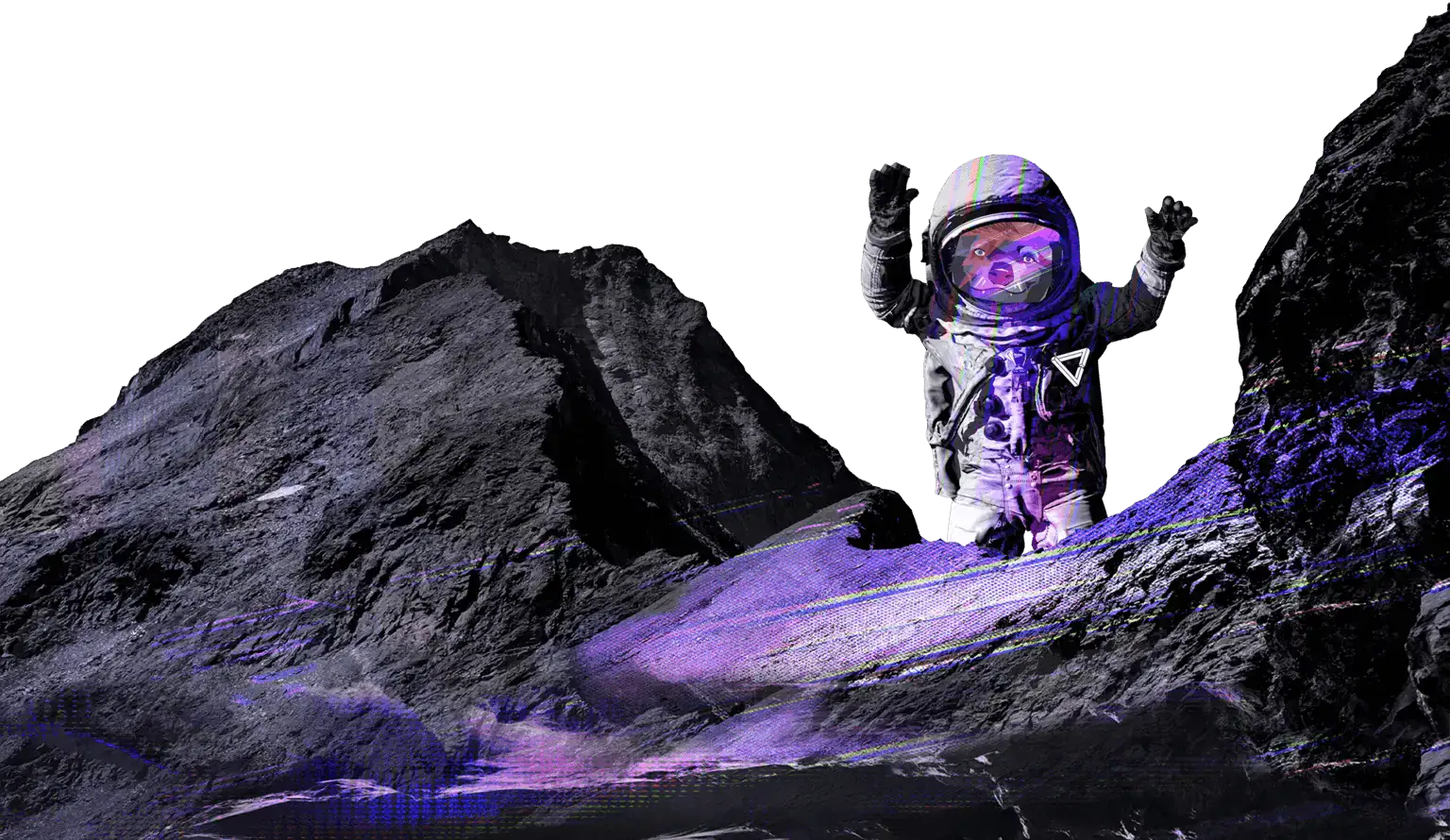 space landscape featuring the Bowie Badger mascot