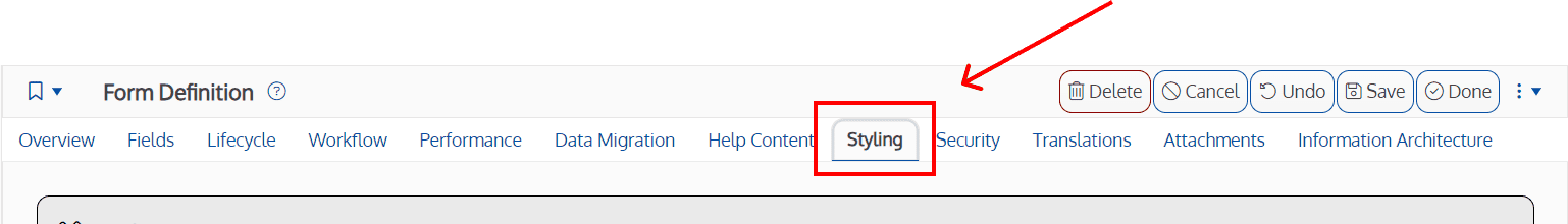 Screenshot of a form's styling tab