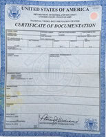 Certificate of Documentation