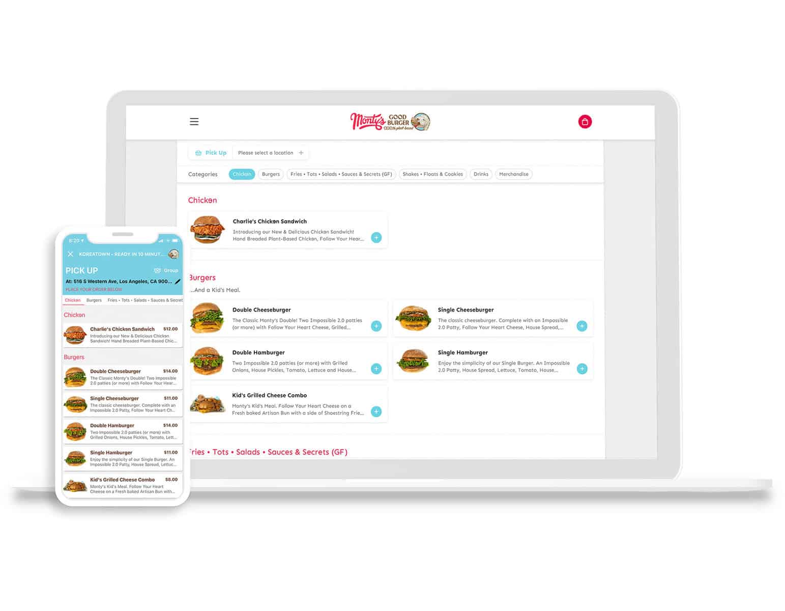 CardFree online ordering, Monty's Good Burger