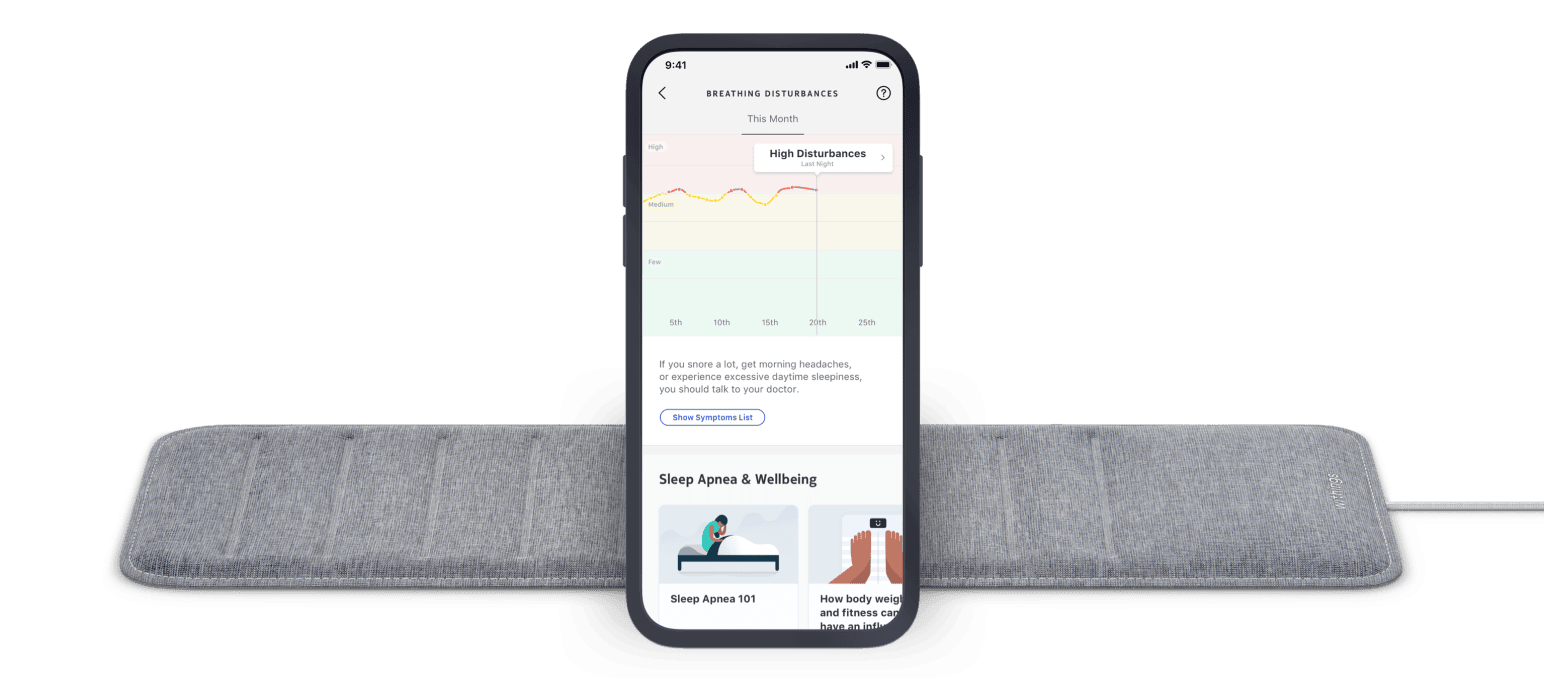 a Withings Sleep Tracking Mat and mobile app