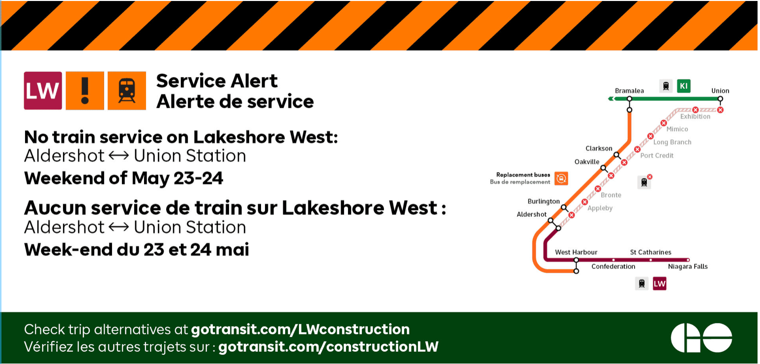 No GO Train: Important update for Lakeshore West and Barrie line customers for next two weekends