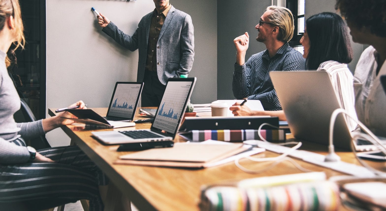 a group of business or agency people in a brainstorm session