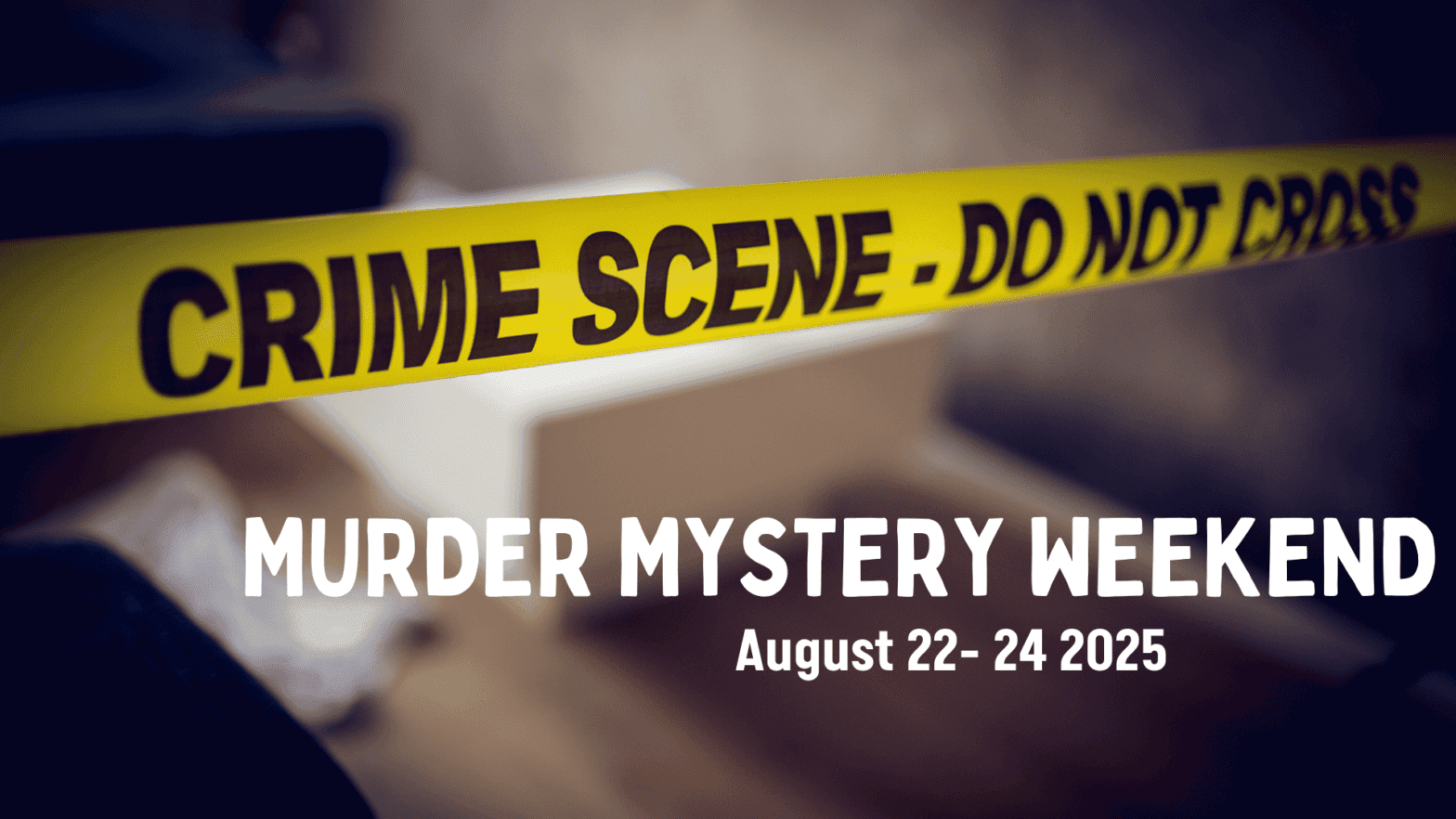 Crime scene tape with "Do Not Cross" warning, murder mystery weekend event, Eureka Springs.