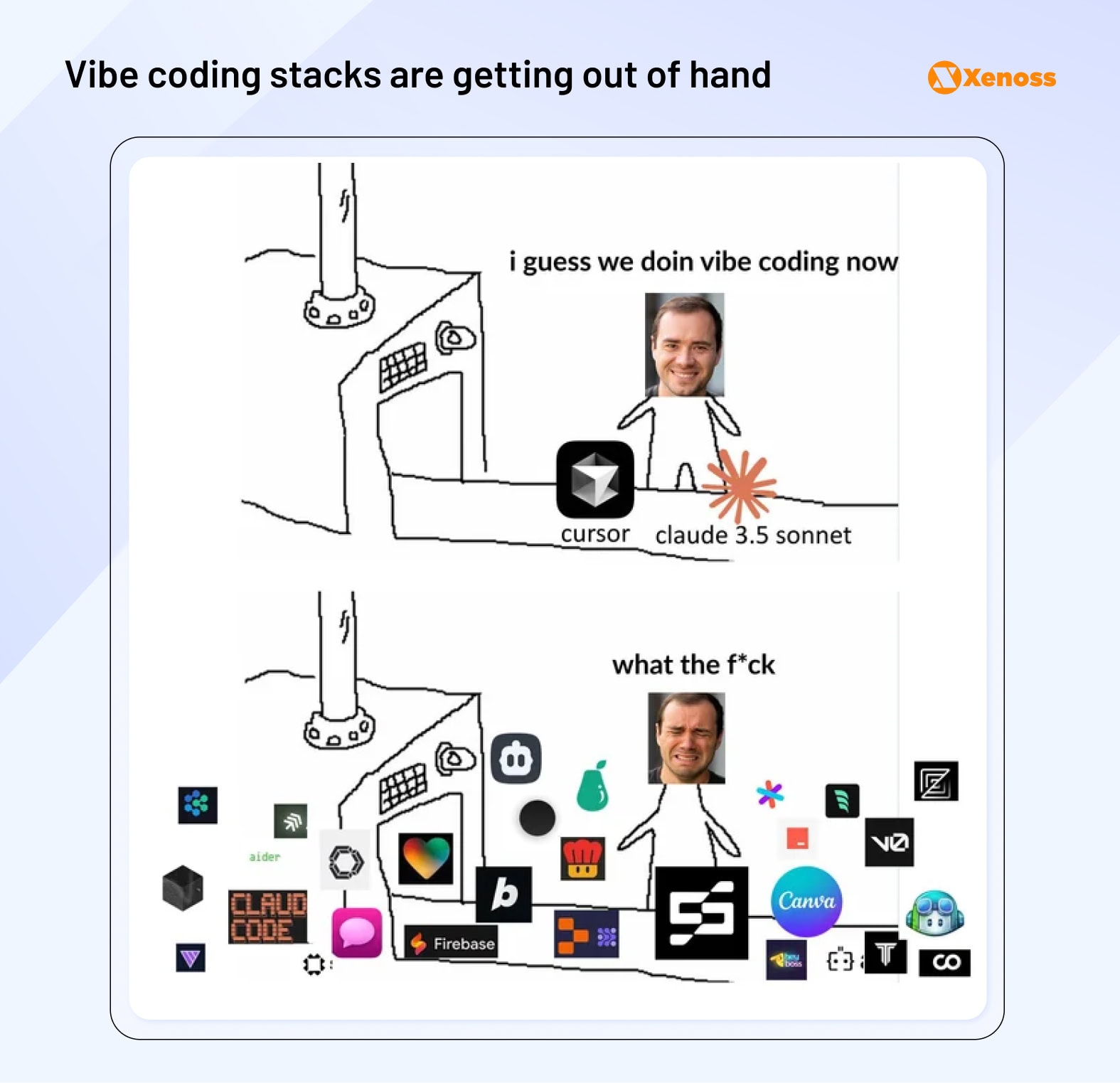 Meme showing the proliferation of vibe coding tools Meme showing the proliferation of vibe coding tools
