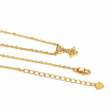 Gold Valenne Clover Choker clasp, extension chain and dangling moissanite clover detail