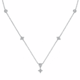 Valenne Clover Choker by GLAMAVERA in silver finish with 0.90CT moissanite clover and bezel details