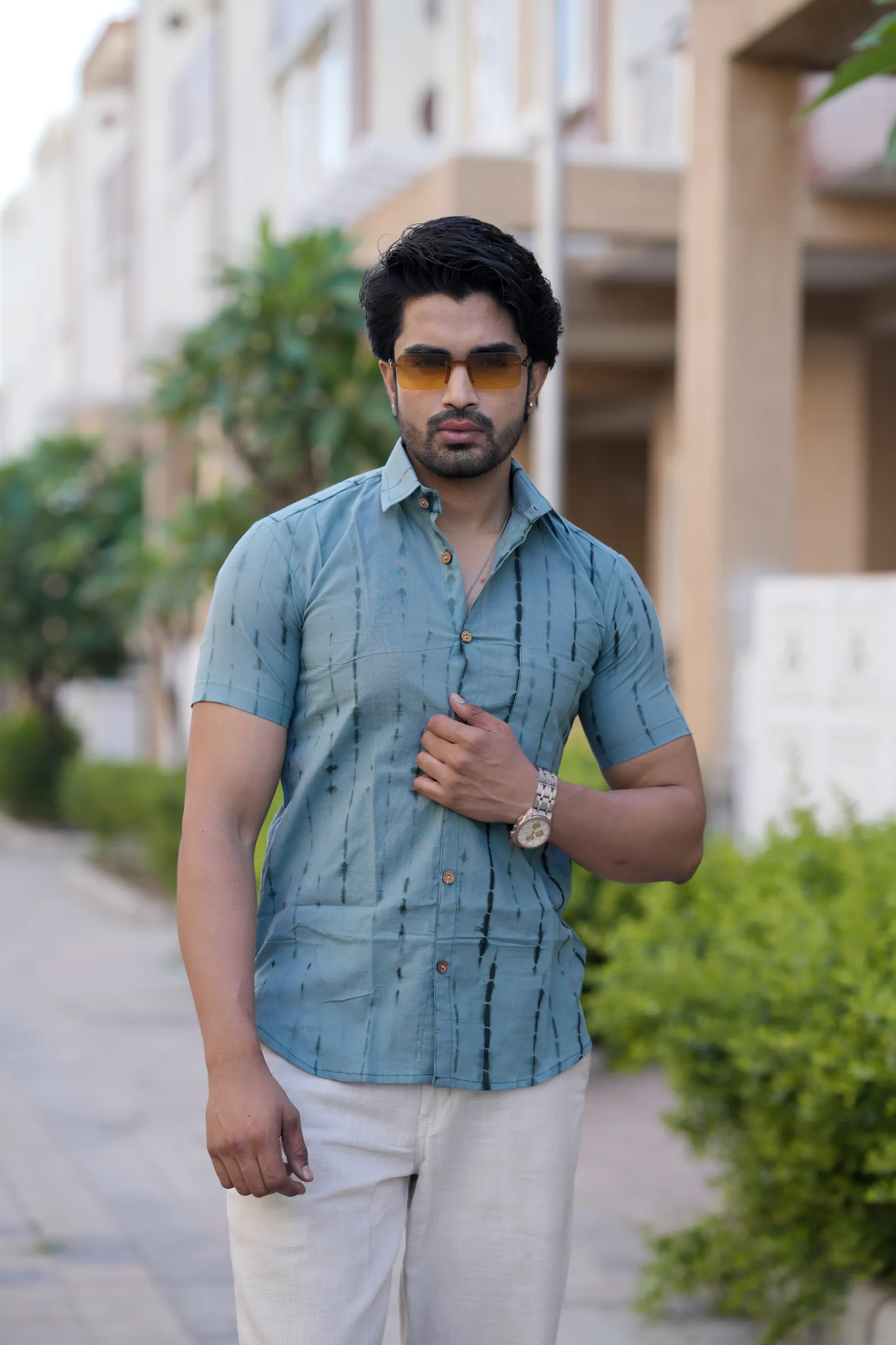 Tie Dye Print Cotton Half Sleeve Shirt