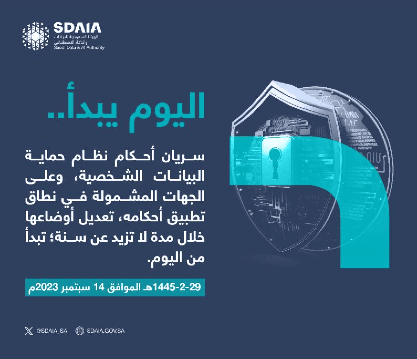 Today marks the official launch of the Personal Data Protection Law of the Kingdom of Saudi Arabia!