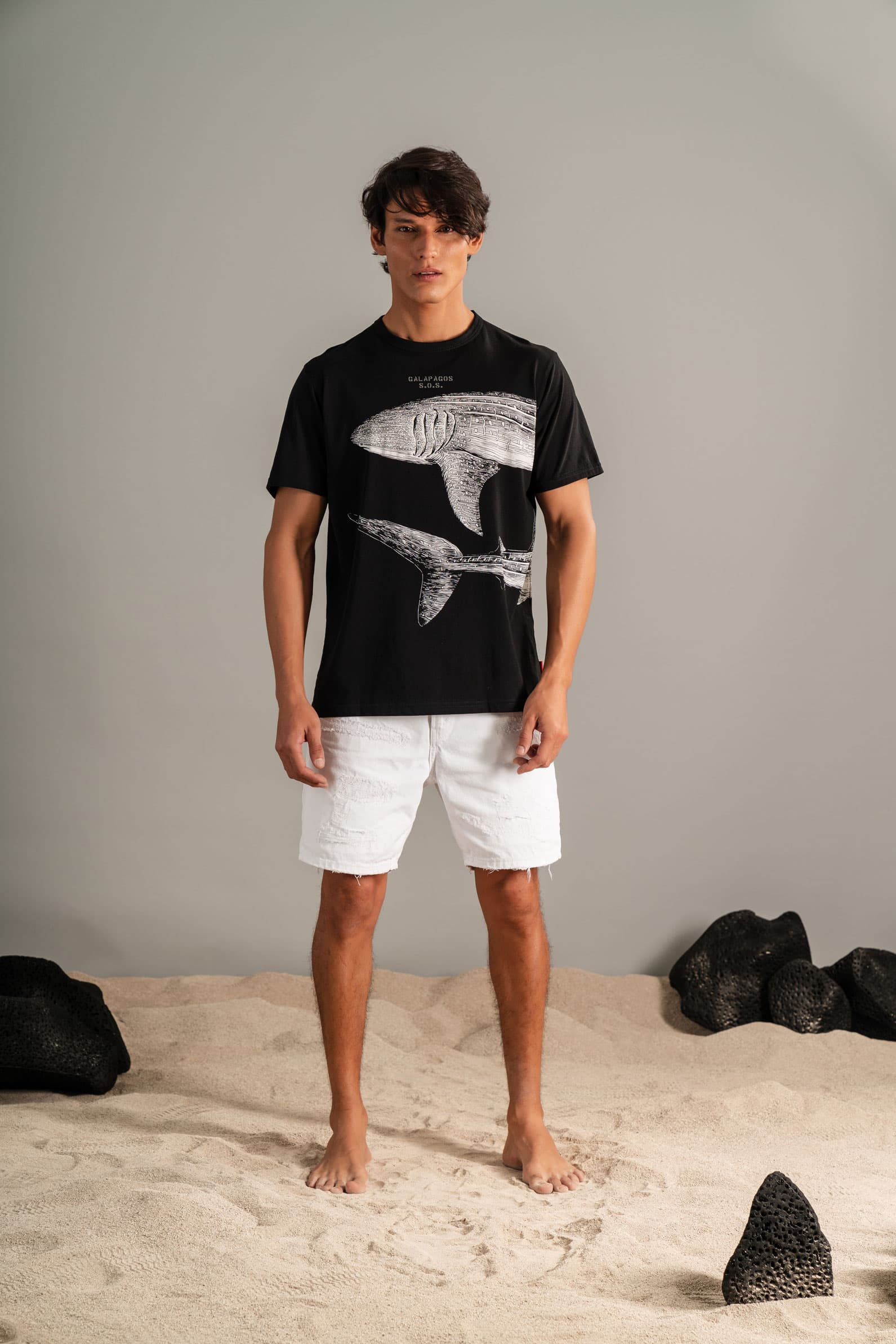 CAMISETA TIBURÓN BALLENA NEGRA