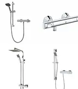 Chrome thermostatic mixer shower valves, bar showers, and rigid riser shower kits supplied and installed in Glasgow by NB Gas & Plumbing.